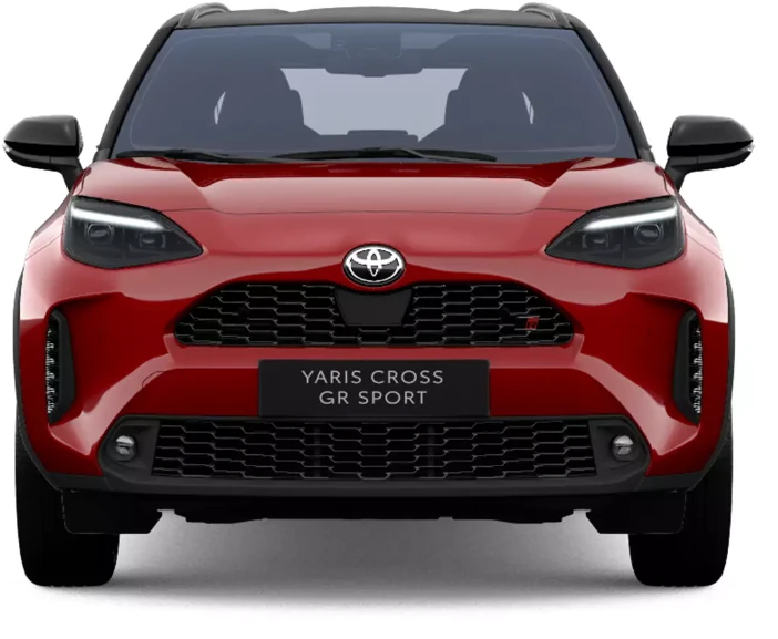Toyota Yaris Cross 130h 1.5 Gr Sport, frontal, Color Rojo Bi-tono Emoción