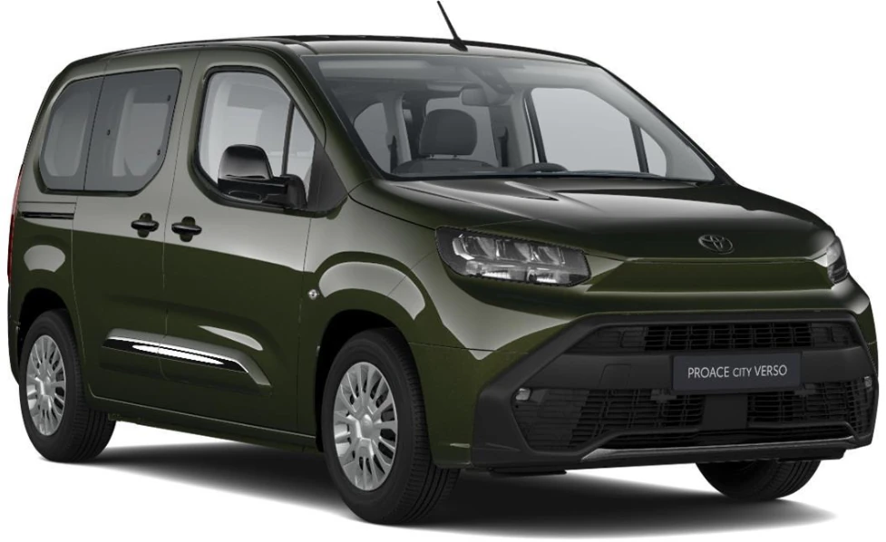 Proace City Verso Combi Vx 1.5D 75kw 6MT L1, perfil derecho, Color Verde Oliva.