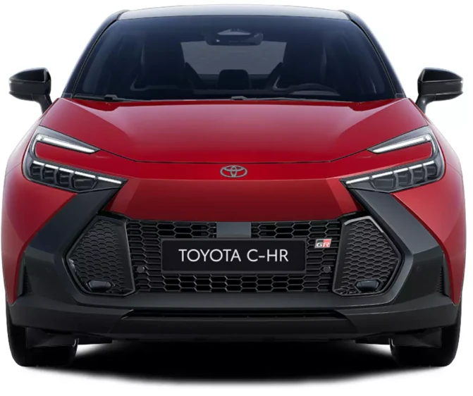 Toyota chr GR sport ED, frontal , color Bi-tono rojo Emoción