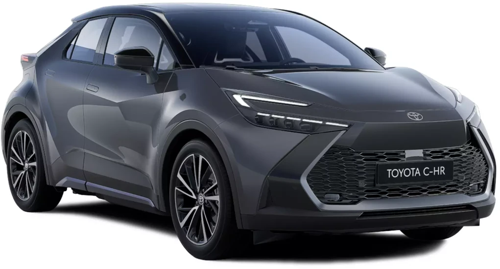 Toyota C-hr 220hp Spirit plug in, perfil derecho, Color Bi-tono Gris Grafito